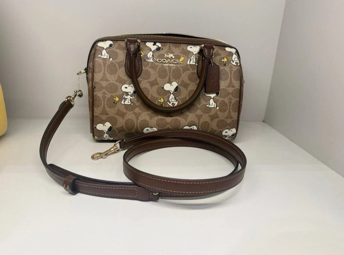Coach X Peanuts Rowan Satchel Bag Signature Canvas