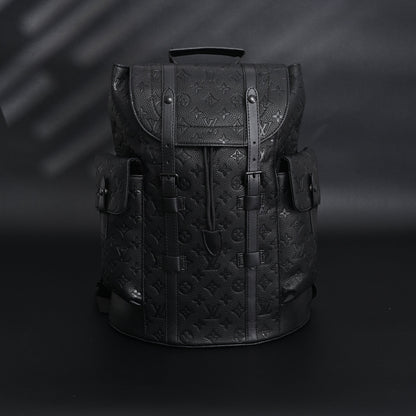 Louis Vuitton Christopher PM Backpack Monogram Shadow Black Leather