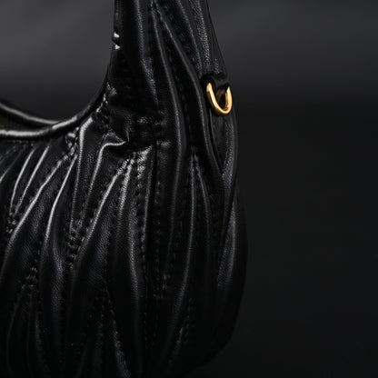 Miu Miu Matelassé Leather Hobo Bag – Black with Gold Hardware